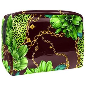 Cosmetische tas voor dames,kleine make-uptas voor portemonnee,bloemenketting groen,Cosmetische reistas,make-uptasje