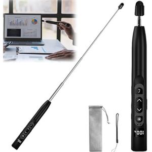 Presenter met laserpointer, presentatieafstandsbediening met aanwijsstaaf, uittrekbaar, powerpoint afstandsbediening, pointer voor presentaties, laserpointer, presentatie, voor klaslokaal,