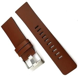 dayeer Lederen Platte Retro Horlogeband Riem Voor DZ DZ4343 DZ4383 Oude Stijl Man Mode Horlogeband Armbanden (Color : Retro brown silver, Size : 26mm)