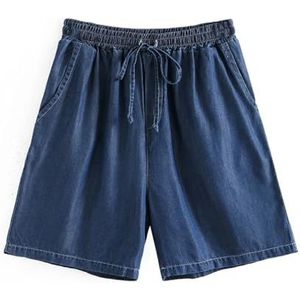 Dames zomer jeans shorts losse wijde pijpen denim shorts, Blauw, 5XL