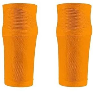 Premium zweetbestendige ademende panty's Sport Voetbal Kuitverwarmers Beschermende mouw Mouwen (Color : Orange-only sleeves, Size : L)