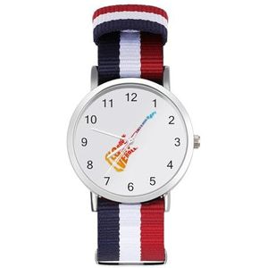 Rock N' Roll Gitaar Sport Horloges Nylon Gevlochten Bands Polshorloge Quartz Horloge Voor Mannen Vrouwen