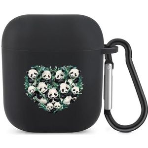 Liefde Panda Hart Leuke Case voor AirPods 2&1 Schokbestendige Beschermende Hoofdtelefoon Gevallen Cover Met Sleutelhanger Voor Mannen Vrouwen