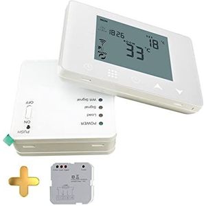 Temperatuurmonitor Slimme gasketel draadloos WIFI Thermostaat en 6 sub-kamer naafcontroller centraal for vloerverwarmingskabel/warmtemat draadloos (Color : 5A Boiler and Module, Size : AC90V-240V)