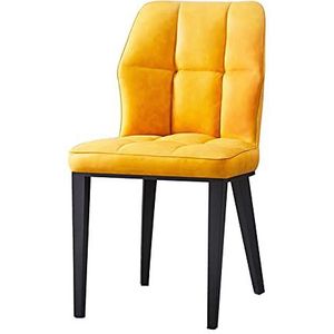 GEIRONV 1 stuks moderne eetkamerstoelen, zacht PU Lederen kussen stoel carbon stalen poten bureaustoel keuken woonkamer zijstoelen Eetstoelen (Color : Yellow)