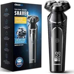 Elektrisch scheermes voor mannen, natte en droge draadloze roterende scheerapparaten met LCD-display, 90 minuten scheertijd, IPX7 waterdicht, pop-up baardtrimmer, magnetische scheerkop,