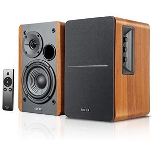 Edifier R1280Ts Powered Bookshelf Speakers - 2.0 Stereo Active Near Field Monitors - Studio Monitor Speaker - 42 Watt RMS met subwoofer lijnuitgang - Houten behuizing