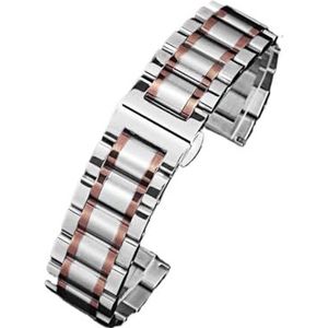 LUGEMA Roestvrij Stalen Band 13mm 14mm 16mm 18mm 20mm 22mm 24mm Metalen Horlogeband Link Armband Horlogeband Zwart Zilver Rose Goud (Color : Rosesmith, Size : 22mm)