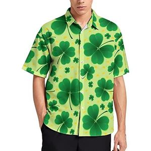 St. Patrick's Day Shamrocks zomer herenoverhemden casual korte mouwen button down blouse strand top met zak XS