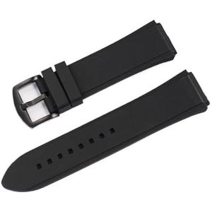 INEOUT Rubberen Siliconen Horlogeband Waterdichte Riem Compatibel Met GUESS Horlogeband Accessoires Met Vouwgesp (Color : Black Black Buckle, Size : 27mm)
