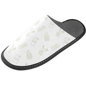 LI ZHI XIN Volwassen Pluche Slippers Dames Flanel Warme Huis Schoenen Met Antislip Mens Indoor Slippers Met PVC Zool Maat 4-11 Tropische Plant Cactus, Meerkleurig, 4/5 UK