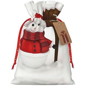 Teken Sneeuwpop Print Trekkoord Gift Bag Kerstfeest Nieuwjaarsdag Snoep Bruiloft Valentijn Gunsten