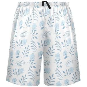 LI ZHI XIN Herenpyjamabroek, korte pyjamabroek, zomer casual shorts, elastische tailleband met trekkoord, rechte losse pasvorm met 2 zakken, S-XXL tropische plantenbladeren, Meerkleurig, S