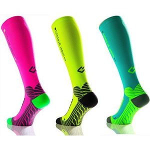 Sport compressie kous onder druk RUNATTACK (compressie: 18-21mmHg) (neon groen, Gr. 43-46 (kuitomtrek: 32-44cm))