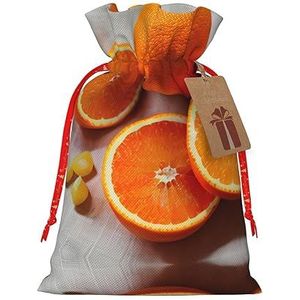 Verse Oranje Fruit jute Drawstring Gift Bags-voor Kerstmis, Verjaardag en Verjaardag Vieringen