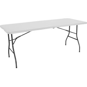 THINIA HOME Opvouwbare draagbare gastronomietafel, rechthoekig, 180 cm, multifunctionele tafel, camping, evenementen binnen en buiten, tafel van hars en stalen poten, 4-6 personen en 150 kg