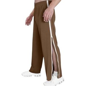 Trainingsbroek Heren Revalidatiebroek Basketbal Joggingbroek, Afscheurbroek Met Zijopening, Snelvuurbroek Met Wijde Pijpen En Doorlopende Zakken Met Ritssluiting joggingbroek(Light brown,XXL)