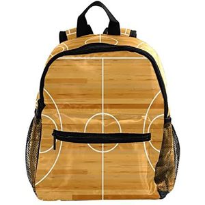 Vintage Houten Basketbal Hof Leuke Mode Mini Rugzak Pack Bag, Meerkleurig, 25.4x10x30 CM/10x4x12 in, Rugzak Rugzakken