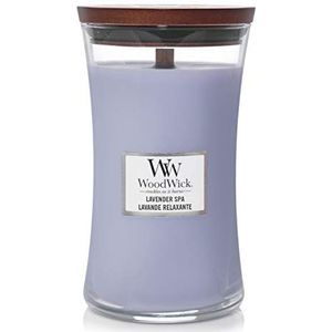 WoodWick Large Hourglass-geurkaars met knapperende lont | Lavender Spa | Tot wel 130 uur brandtijd