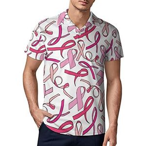 Roze lint borstkanker bewustzijn heren golf poloshirt zomer korte mouw T-shirt casual sneldrogende T-shirts 4XL
