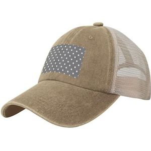 YWSOTRE Grijs Wit Polka Dots, Trucker Hoeden Cowboy Mesh Baseball Cap Verstelbare Klassieke Papa Hoeden, zoals afgebeeld, one size