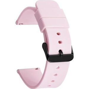 LQXHZ 12mm 14mm 16mm 18mm 19mm 20mm 21mm 22mm 24mm Siliconen Vervanging Horlogeband Strap Rubber Sport Horlogeband Armband(Pink black buckle,16mm)