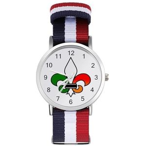 Fleur De Lis Ierse Italiaanse Slanke Mannen Horloge Quartz Armband Mode Voor Vrouwen Sport Nylon Band Gemakkelijk Te Lezen
