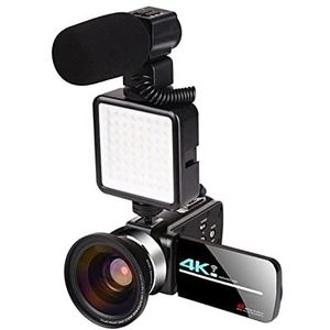 Videocamera, 4K videocamera camcorder webcam vlogging videocamera met microfoon 5 6MP 3.0 Inch Ir Nachtzicht wifi recorder camera's(Standard,Pink)