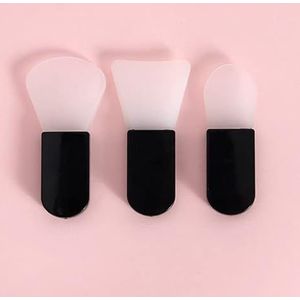 3Pc Siliconen Gezichtsmasker Borstel Zachte Gezichtsverzorging Draagbare DIY Gezichtscrème Modder Mengen Masker Borstels Herbruikbare Make-up Beauty Tools (Size : Black)