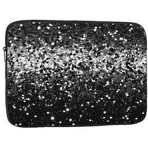 Zwart wit glitter Laptop Sleeve Case Waterdicht Schokbestendig Notebook Case Cover Mode Aktetas Tas Lichtgewicht Computer Tas voor Vrouwen Mannen 10 inch