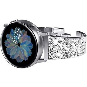 Dure horlogeband Compatibel met Samsung Galaxy Horloge 3 41mm / Galaxy Horloge 4/4 Classic Band Bling Dames Meisje Dressy Vervanging Strap (Color : Silver, Size : Galaxy Watch4 40mm)