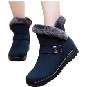 Kerst Schoenen Vrouwen laarzen sneeuw warme pluche suede rits winter laarzen vrouwen schoenen vrouw enkel laarzen vrouwelijke no-slip Kerst Elf Schoenen (Color : Blue, Size : 7.5)