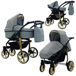 Kinderwagen, buggy, babyzitje en Isofix, keuze uit 8 kleuren, Legro Gold by SaintBaby Stone Gold 02 2-in-1 zonder babyzitje