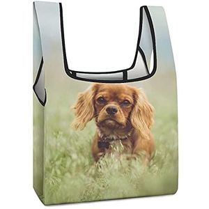 Leuke Bruine Hond het Winkelen Zakken Opvouwbare Tote Bag Boodschappentassen Reizen Opbergtas Pouch Met Handvatten