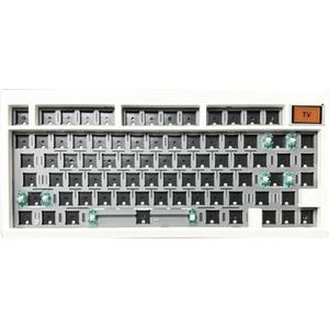 QPSJXN GMK81 Mechanisch Toetsenbord Halfusk Building Bluetooth Draadloze 2.4g RGB Backlit Joint Ontwerp (Wit)