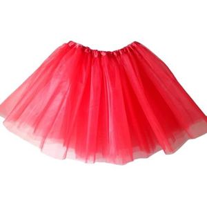 WLTYSM Drie lagen tutu-rok voor meisjes mini-jurk van netstof, effen kleur, klassiek, tutu-rok voor dames, klassiek (rood)