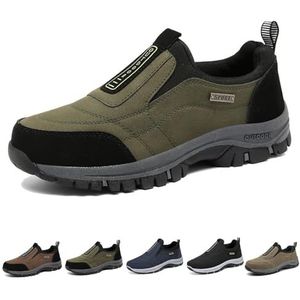 Comfortabele waterdichte orthopedische wandelschoenen voor heren, casual mode ademende lage veiligheidssneakers, Slip On waterdichte anti-slip lichtgewicht orthopedische instappers, Groen, 38.5 EU