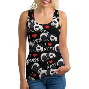 Sleeping Panda Tanktop voor dames, mouwloos T-shirt, pullover, vest, atletisch, basic shirts, zomer, bedrukt