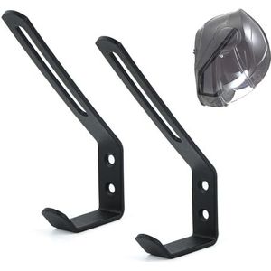 Helmhouder voor aan de muur, 2 stuks, roestvrij staal, houder voor motorhelm, jas, handschoen, zwart