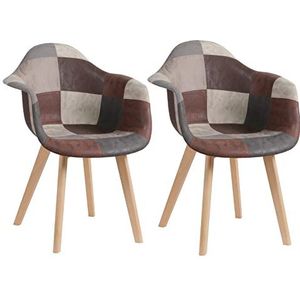 BenyLed Set van 4 stoffen eetkamerstoelen patchwork casual stoel mooie stoffen combinatie moderne retro stoel voor eetkamer, keuken, kantoor, restaurant, etc. (veelkleurig) (rood-001)