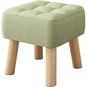 Zitkruk Huishoudelijke kleine kruk Eenvoudige stof Comfortabele lage kruk Voetsteun Zacht verpakt massief houten woonkamer bankkruk Schoenenwisselkrukje (Color : Green, Size : 34cm)