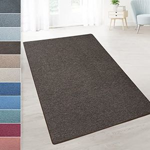 casa pura Tapijtloper Londen - per meter - tapijtloper voor woonkamer, hal, keuken - platte lussenpool (donkerbruin - 80x200 cm)