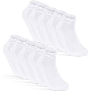 6 of 12 Paar Sneaker Sokken Heren & Dames Sportsokken Badstof Zool Katoen 16200 (35-38 10 paar Wit)