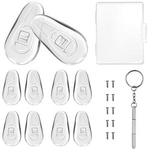 Zachte siliconen lenzenvloeistof neusvullingen, PTSLKHN opgewaardeerde luchtkamer brillen neuskussen, 5 paar 15 mm schroefbril neuskussen set (met micro schroevendraaier en schroeven)