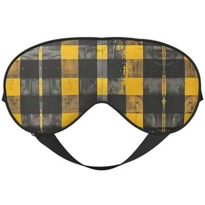 Geel Grijs Zwart Geruite Print Unisex Ultra-Zacht Licht Blokkerend Oogmasker voor Optimale Comfort Slaap