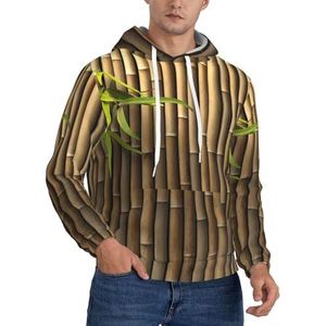 JEJEA Lente Bamboe Print Heren Hooded Sweatshirt, Trekkoord Hoodies Trui, Lange Mouw Trui, Voor Dagelijks Dragen, Zwart, S