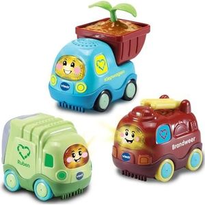 VTech Toet Toet Auto's ECO Trio Pack NL - Educatief Speelgoed - Benjamin Brandweer, Kees Kiepwagen & Ruben Recycletruck - 1 tot 5 Jaar