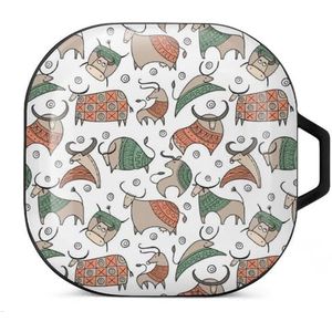 Grappige schets stier oordopjes hoesje compatibel met Samsung hard shell beschermhoes zwart-stijl