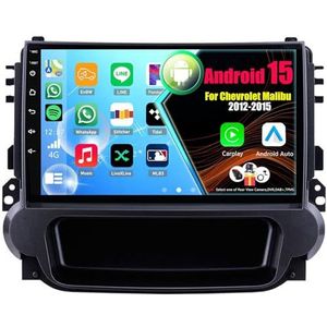 Android 15 Autoradio Voor Chevrolet Malibu 2012-2015 met Draadloze Carplay Android Auto, 9 Inch Autoscherm Soporta Bluetooth WIFI GPS FM/RDS(8Core(6+128GB))