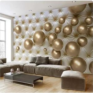 Kubieke Eenvoudige Geometrische Gouden Bol 3D Behang Huis Kantoor Home Eetkamer Bank Slaapkamer Woonkamer TV Achtergrond Muur-350cm×256cm